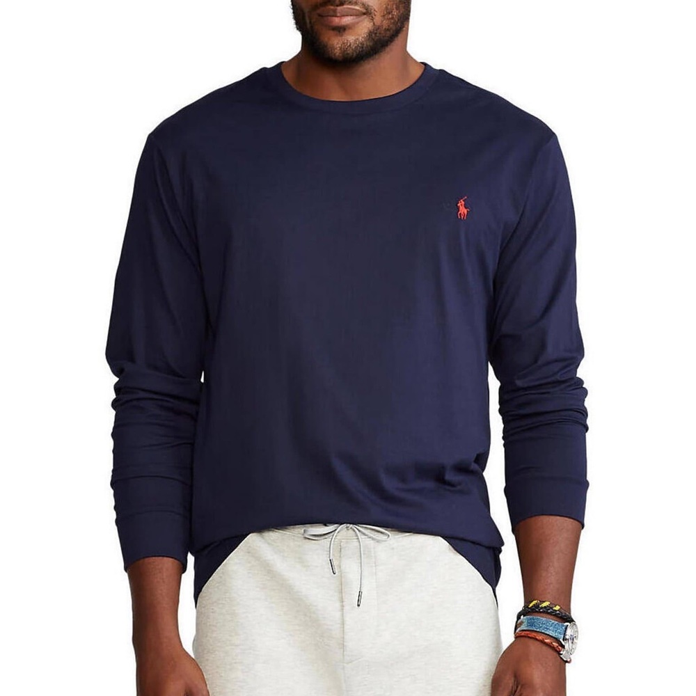 Polo Ralph Lauren Navy Blue Long Sleeve Custom Fit Tee Shirt